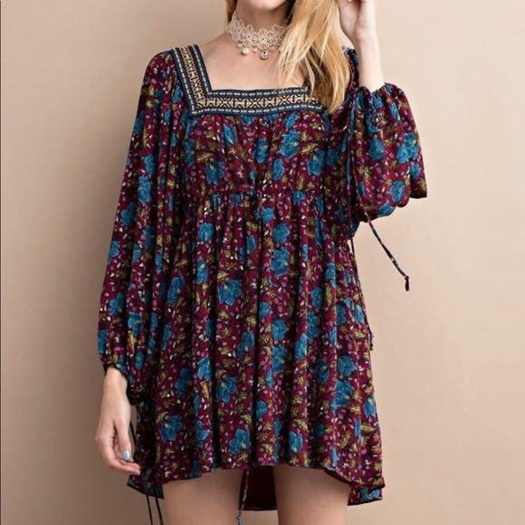 ❗️CLOSING SALE❗️Deep Wine Crochet Detail Dress - Picture 3 of 3